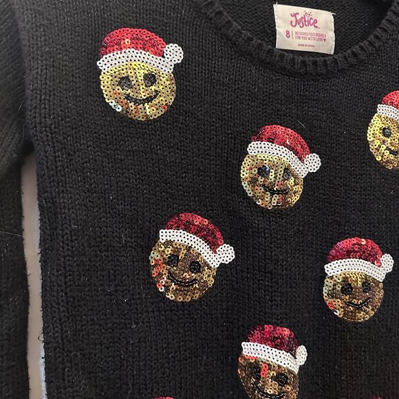 Girl’s Justice Emoji Christmas Sweater Size 8 - Picture 2 of 9